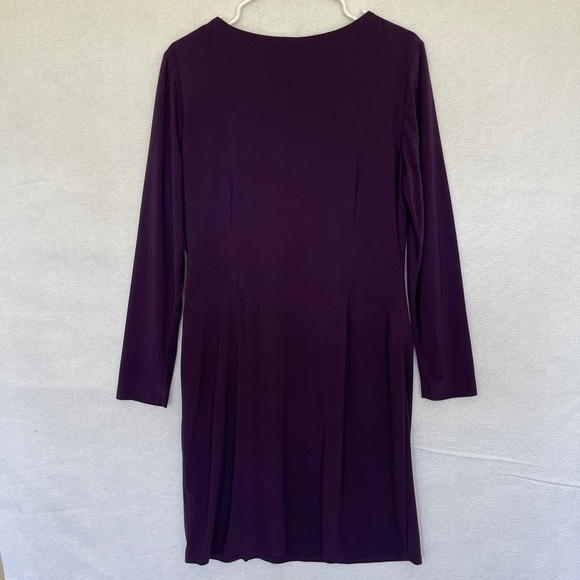 Eliza J Royal Collection Long Sleeve V Neck Mini Dress Stretch Purple - Picture 7 of 13